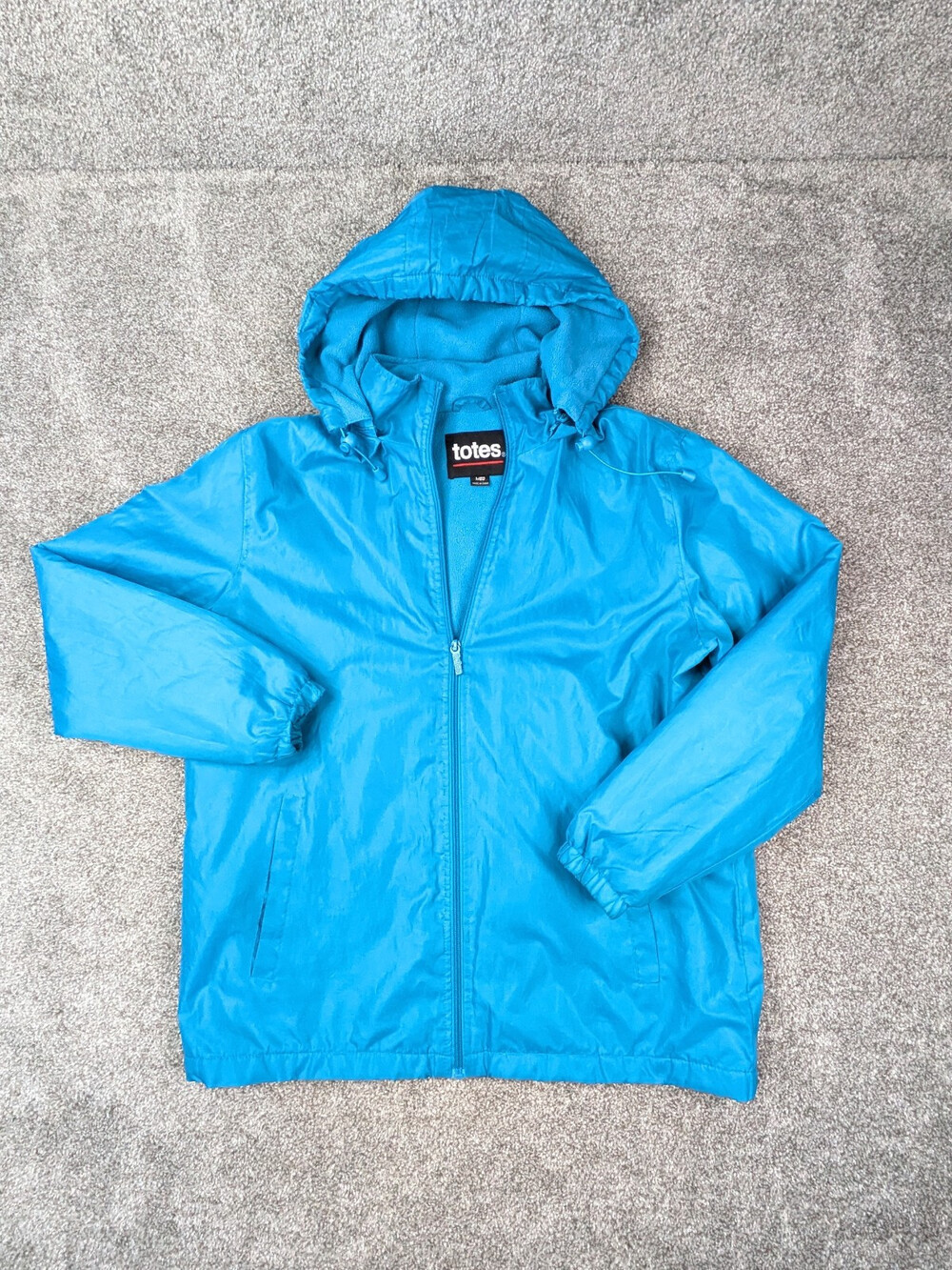 Totes Jacket Adult Med Blue Fleece Lined Water Resistant Storm Raincoat Mens